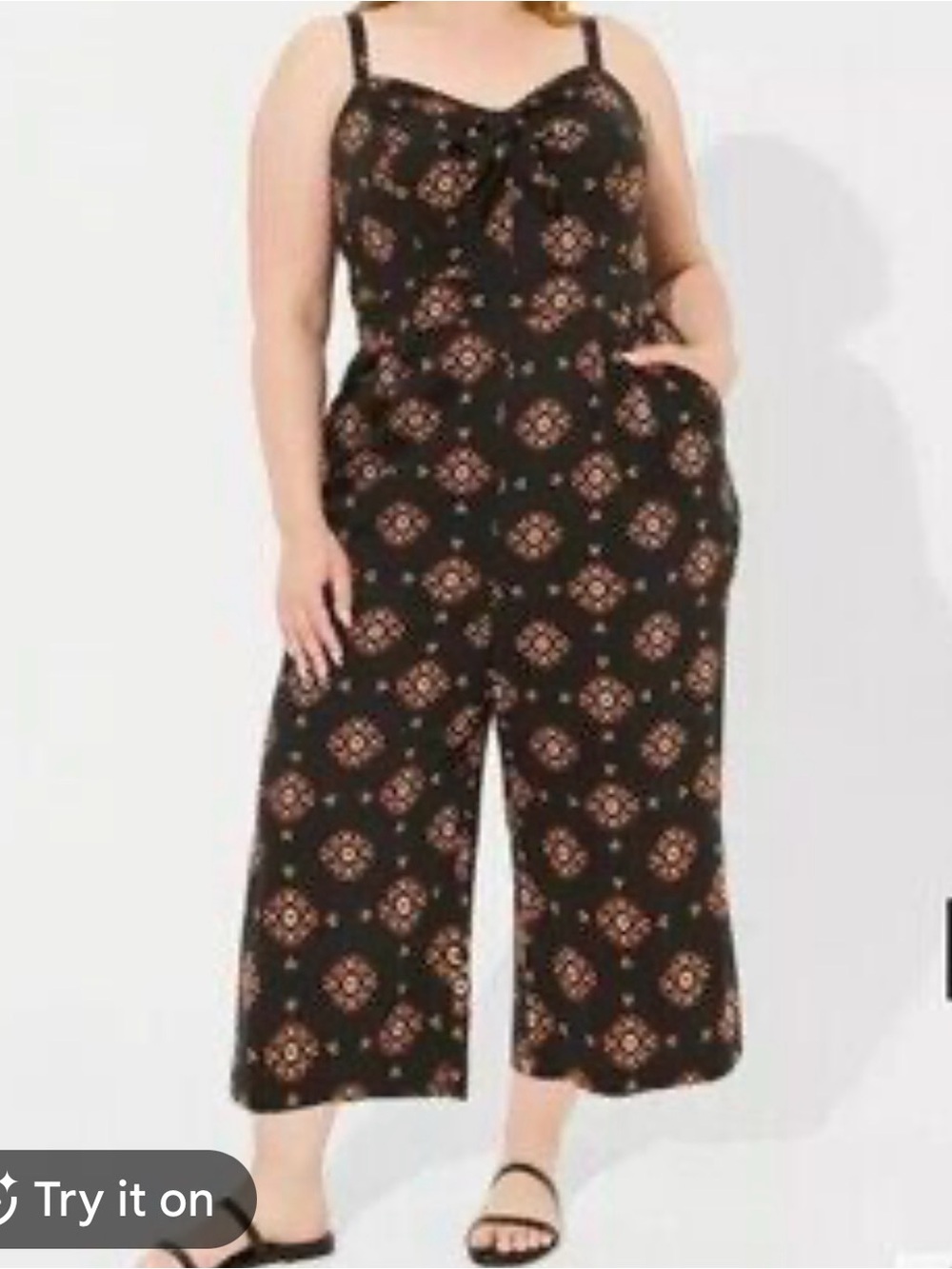 torrid Black Jumpsuit with Warm Medallion Print